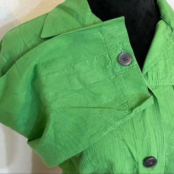 90’s Karen Scott Button Blouse Top PM Green Button Down Shirt Top 3/4 Sl… - Picture 3 of 11